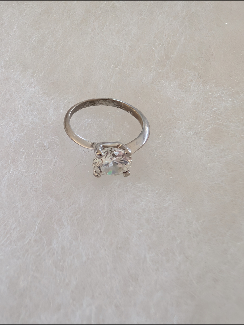 Classic Round Cut Solitaire Ring - Silver Tone Minimalist Band